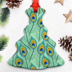 Lovely Peacock Feather Pattern With Flat Design Christmas Tree Ornament (two Sides) by Vaneshart