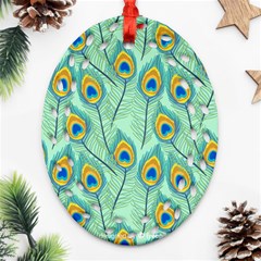 Lovely Peacock Feather Pattern With Flat Design Oval Filigree Ornament (two Sides) by Vaneshart