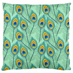 Lovely Peacock Feather Pattern With Flat Design Large Cushion Case (one Side) by Vaneshart