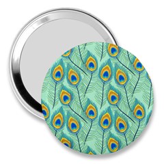 Lovely Peacock Feather Pattern With Flat Design 3  Handbag Mirrors by Vaneshart