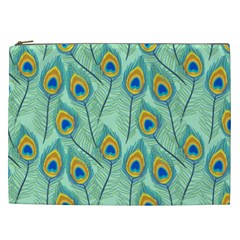 Lovely Peacock Feather Pattern With Flat Design Cosmetic Bag (xxl) by Vaneshart