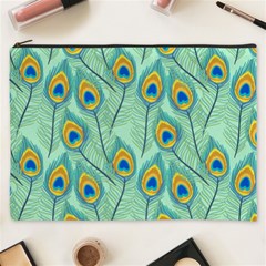 Lovely Peacock Feather Pattern With Flat Design Cosmetic Bag (xxxl) by Vaneshart