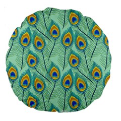 Lovely Peacock Feather Pattern With Flat Design Large 18  Premium Round Cushions by Vaneshart