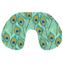 Lovely Peacock Feather Pattern With Flat Design Travel Neck Pillow by Vaneshart