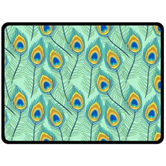 Lovely Peacock Feather Pattern With Flat Design Double Sided Fleece Blanket (large)  by Vaneshart