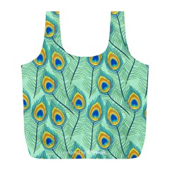 Lovely Peacock Feather Pattern With Flat Design Full Print Recycle Bag (l) by Vaneshart