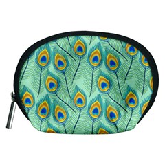 Lovely Peacock Feather Pattern With Flat Design Accessory Pouch (medium) by Vaneshart