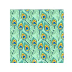 Lovely Peacock Feather Pattern With Flat Design Small Satin Scarf (square) by Vaneshart