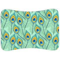 Lovely Peacock Feather Pattern With Flat Design Velour Seat Head Rest Cushion by Vaneshart