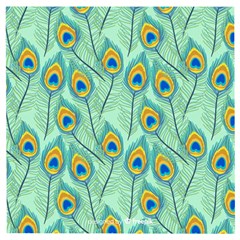 Lovely Peacock Feather Pattern With Flat Design Wooden Puzzle Square