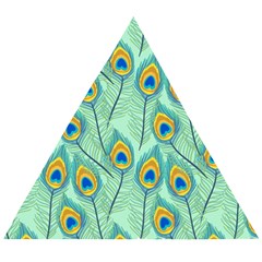 Lovely Peacock Feather Pattern With Flat Design Wooden Puzzle Triangle by Vaneshart