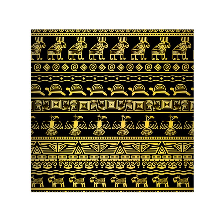 Tribal Gold Seamless Pattern With Mexican Texture Small Satin Scarf (Square)