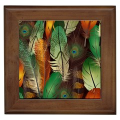 Feathers Realistic Pattern Framed Tile by Vaneshart