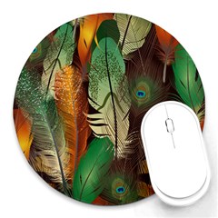 Feathers Realistic Pattern Round Mousepads by Vaneshart