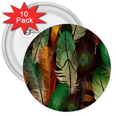 Feathers Realistic Pattern 3  Buttons (10 Pack)  by Vaneshart