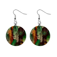 Feathers Realistic Pattern Mini Button Earrings by Vaneshart