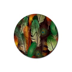 Feathers Realistic Pattern Rubber Round Coaster (4 Pack)  by Vaneshart