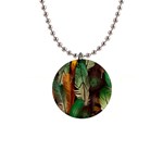 Feathers Realistic Pattern 1  Button Necklace Front