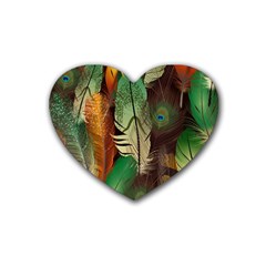 Feathers Realistic Pattern Heart Coaster (4 Pack)  by Vaneshart