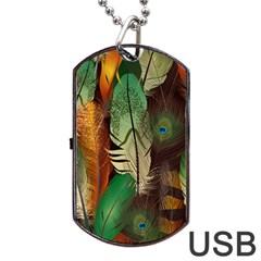 Feathers Realistic Pattern Dog Tag Usb Flash (one Side) by Vaneshart