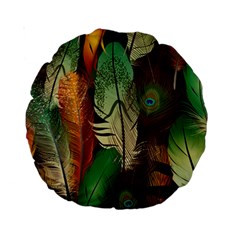 Feathers Realistic Pattern Standard 15  Premium Round Cushions by Vaneshart