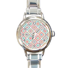 Ethnic Seamless Pattern Tribal Line Print African Mexican Indian Style Round Italian Charm Watch by Vaneshart