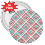 Ethnic Seamless Pattern Tribal Line Print African Mexican Indian Style 3  Buttons (10 pack)  Front