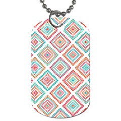 Ethnic Seamless Pattern Tribal Line Print African Mexican Indian Style Dog Tag (one Side) by Vaneshart