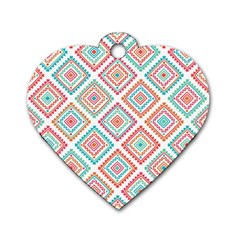 Ethnic Seamless Pattern Tribal Line Print African Mexican Indian Style Dog Tag Heart (one Side) by Vaneshart