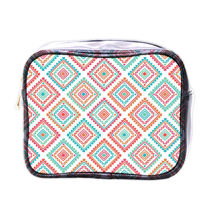 Ethnic Seamless Pattern Tribal Line Print African Mexican Indian Style Mini Toiletries Bag (One Side)