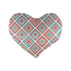 Ethnic Seamless Pattern Tribal Line Print African Mexican Indian Style Standard 16  Premium Flano Heart Shape Cushions by Vaneshart