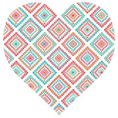 Ethnic Seamless Pattern Tribal Line Print African Mexican Indian Style Wooden Puzzle Heart by Vaneshart