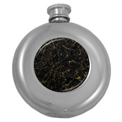 Black Marbled Surface Round Hip Flask (5 Oz) by Vaneshart