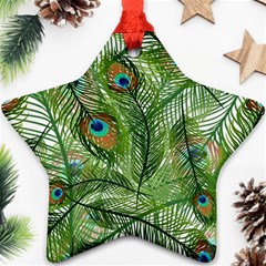 Peacock Feathers Pattern Ornament (star) by Vaneshart