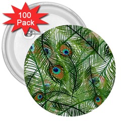 Peacock Feathers Pattern 3  Buttons (100 Pack)  by Vaneshart