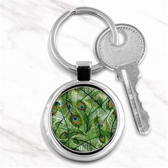 Peacock Feathers Pattern Key Chain (round) by Vaneshart