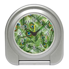 Peacock Feathers Pattern Travel Alarm Clock by Vaneshart