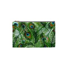 Peacock Feathers Pattern Cosmetic Bag (small) by Vaneshart