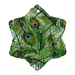 Peacock Feathers Pattern Ornament (snowflake) by Vaneshart