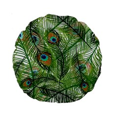 Peacock Feathers Pattern Standard 15  Premium Round Cushions by Vaneshart