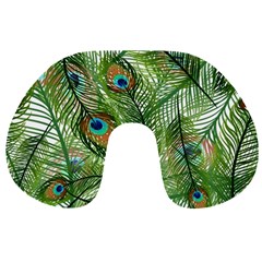 Peacock Feathers Pattern Travel Neck Pillow by Vaneshart