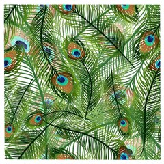 Peacock Feathers Pattern Wooden Puzzle Square by Vaneshart