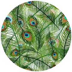 Peacock Feathers Pattern Wooden Puzzle Round by Vaneshart