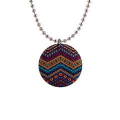 Full Color Pattern With Ethnic Ornaments 1  Button Necklace by Vaneshart