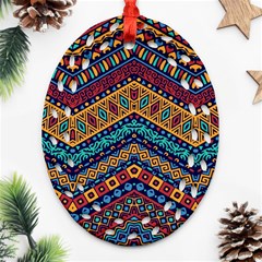 Full Color Pattern With Ethnic Ornaments Oval Filigree Ornament (two Sides) by Vaneshart