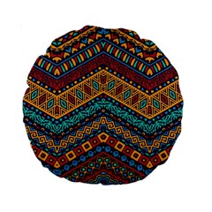 Full Color Pattern With Ethnic Ornaments Standard 15  Premium Round Cushions