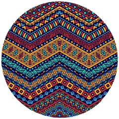 Full Color Pattern With Ethnic Ornaments Wooden Puzzle Round by Vaneshart