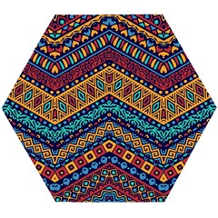 Full Color Pattern With Ethnic Ornaments Wooden Puzzle Hexagon by Vaneshart