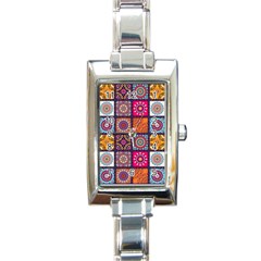 Mandala Pattern Rectangle Italian Charm Watch