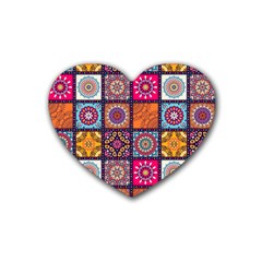 Mandala Pattern Rubber Coaster (heart)  by Vaneshart